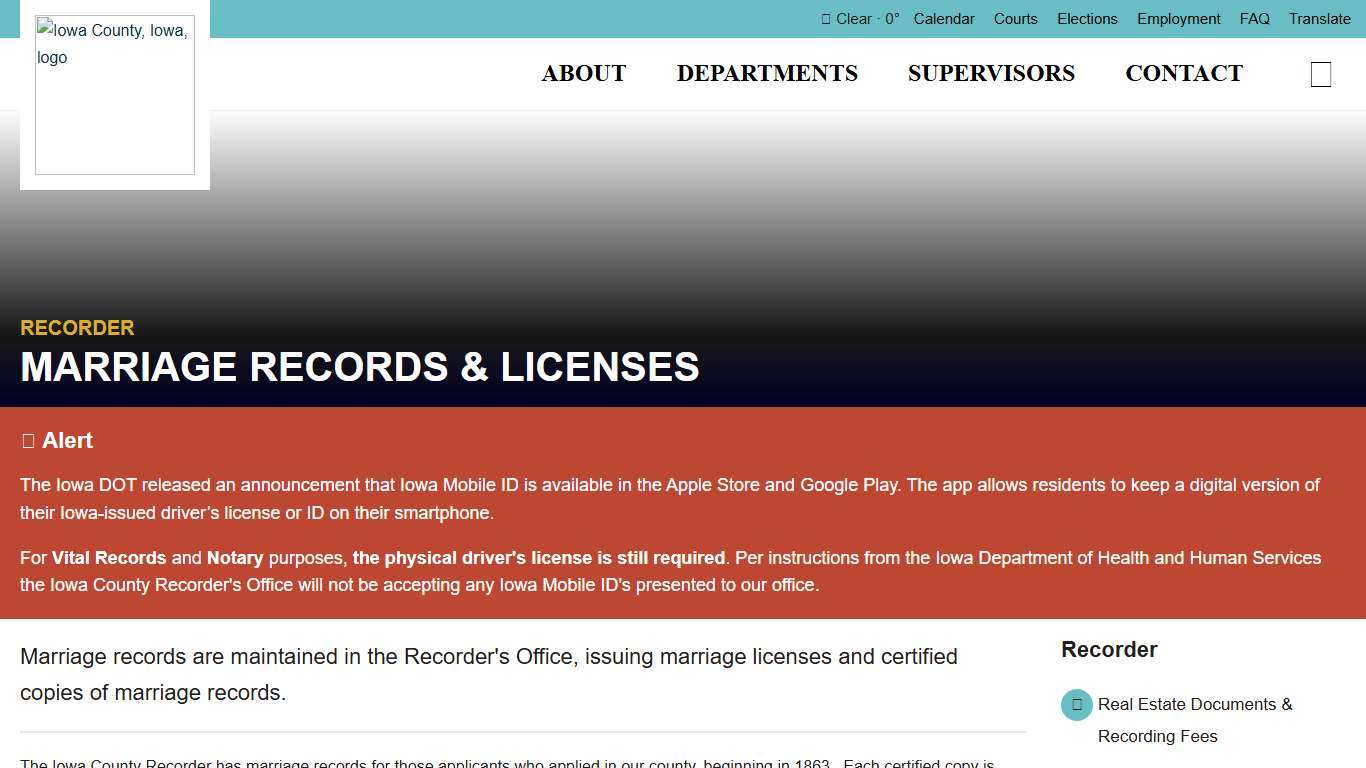 Marriage Records & Licenses - Iowa County, Iowa